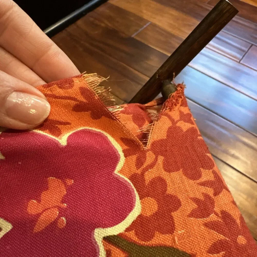 Vintage Sewing Caddy Folding Knitting Crafts Floral Flowers Fabric